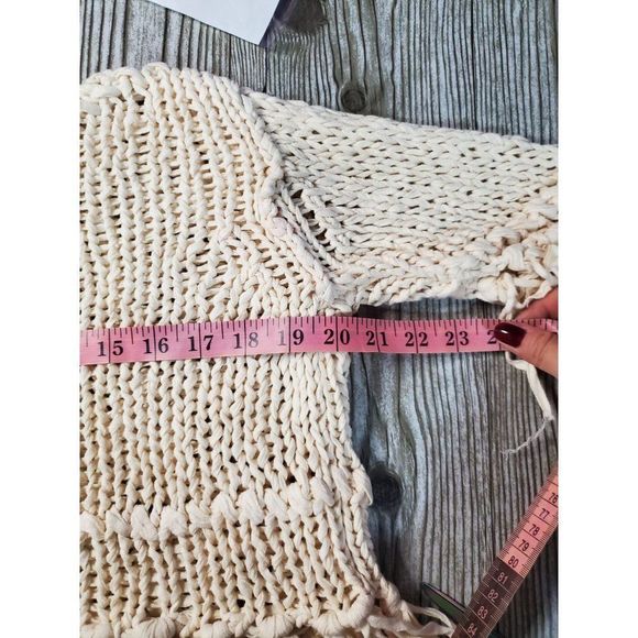 Free Peopl Loose Knit Fringe Sweater Women's S - Picture 9 of 9